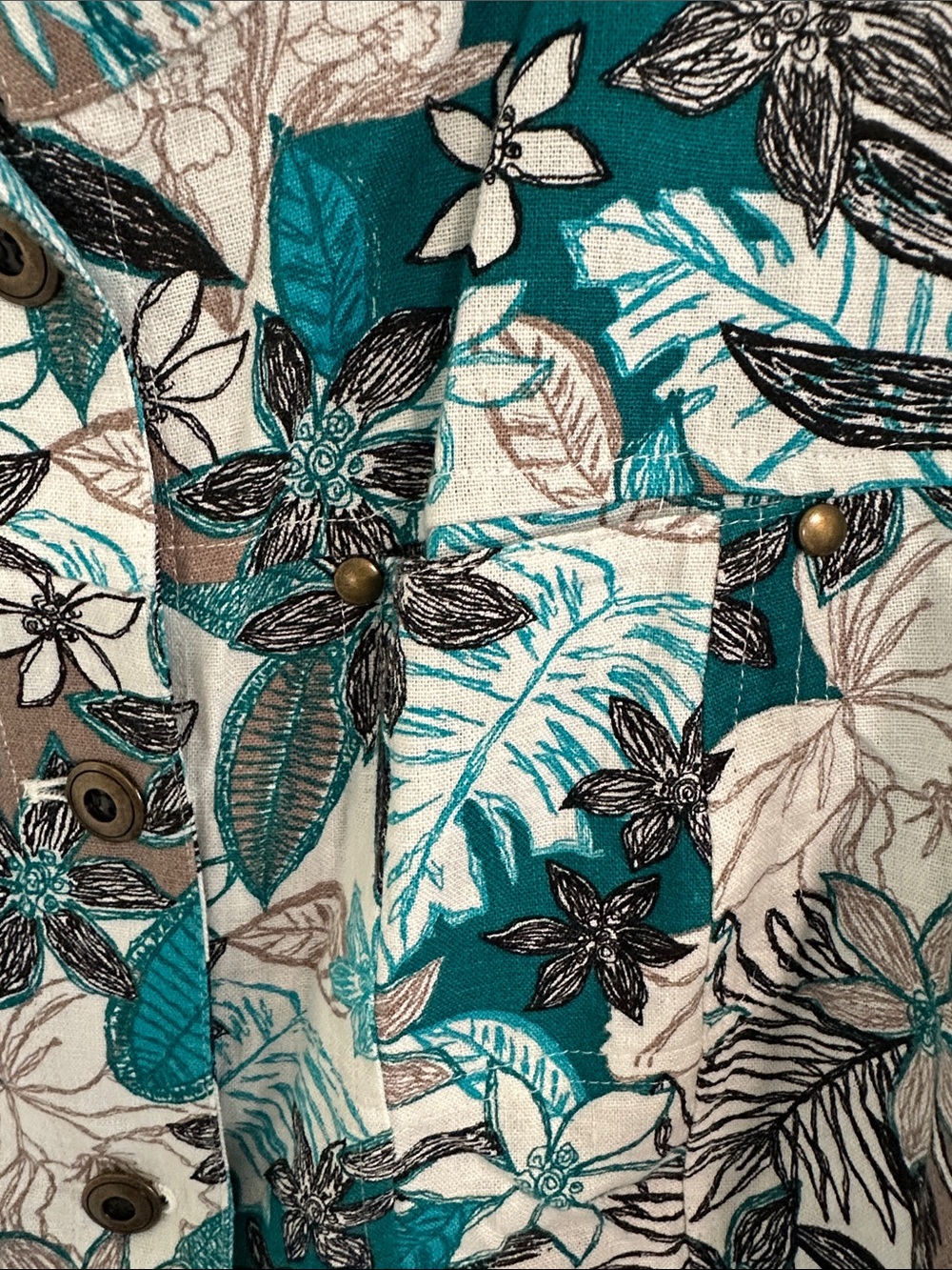 Christopher & Banks Teal & Black Floral Button-Front shirt jacket size PXL - Picture 4 of 8